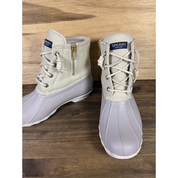 Sperry Ivory, Saltwater Wool Duck Boots Women's Size 7 Waterproof Rubber - Picture 1 of 8